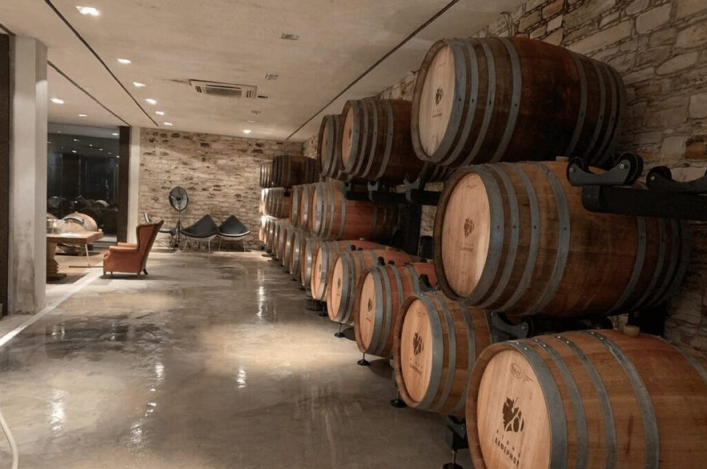 Dafermou winery, wine barrels