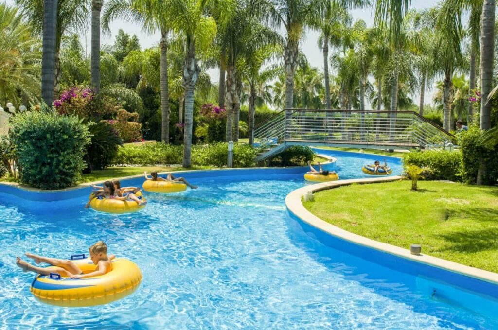 lazy river, pool, leisure, kids, family leisure, trees, sun,travelling, three generations